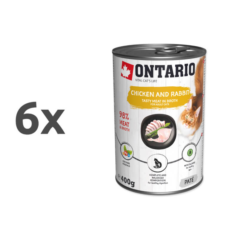 Ontario Cat Adult - kunčja pašteta z brusnico - 6 x 400 g