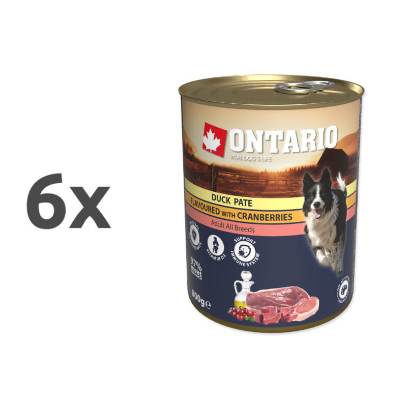 Ontario Dog Adult - račja pašteta z brusnico - 6 x 800 g