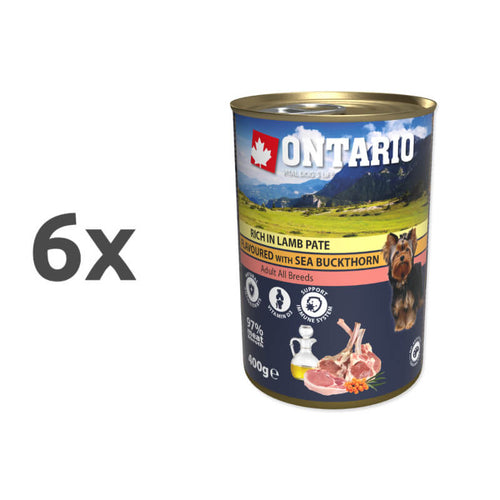 Ontario Dog Adult - jagnječja pašteta z rakitovcem - 6 x 400 g