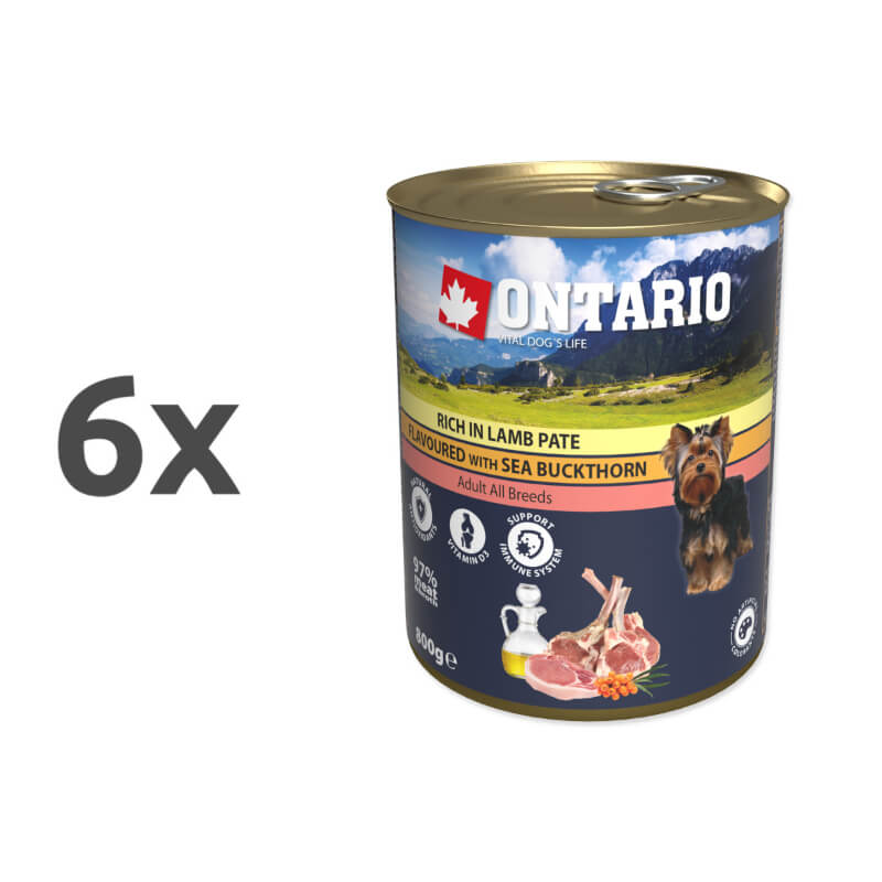 Ontario Dog Adult - jagnječja pašteta z rakitovcem - 6 x 800 g
