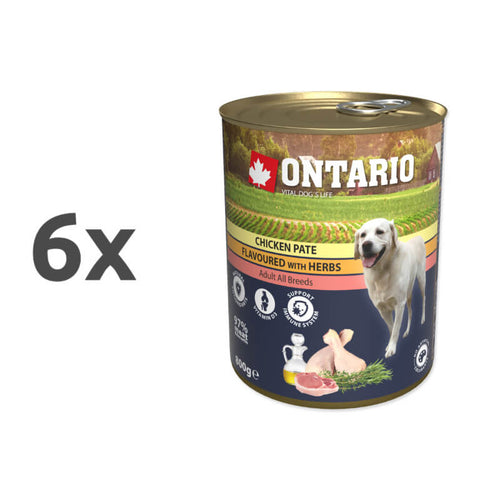 Ontario Dog Adult - piščančja pašteta z zelišči - 6 x 800 g
