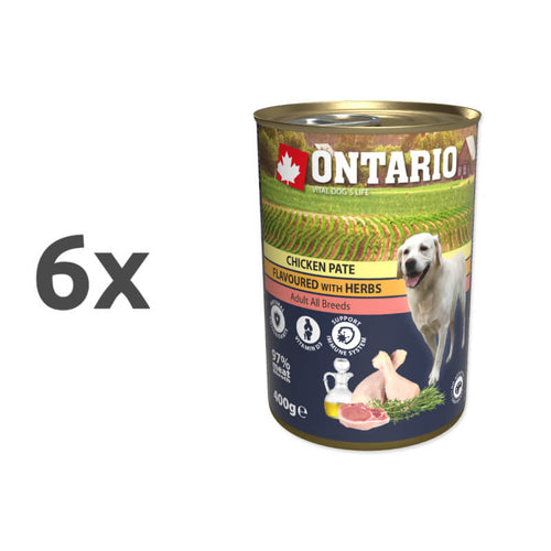Ontario Dog Adult - piščančja pašteta z zelišči - 6 x 400 g