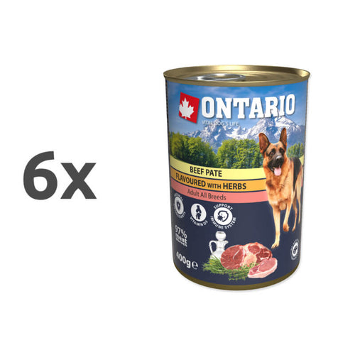 Ontario Dog Adult - goveja pašteta z zelišči - 6 x 400 g