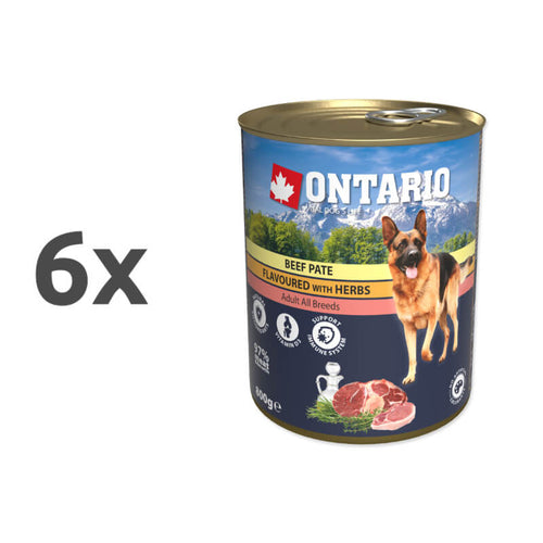 Ontario Dog Adult - goveja pašteta z zelišči - 6 x 800 g