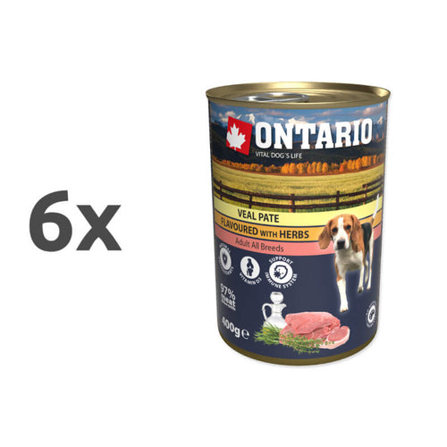 Ontario Dog Adult - telečja pašteta z zelišči - 6 x 400 g