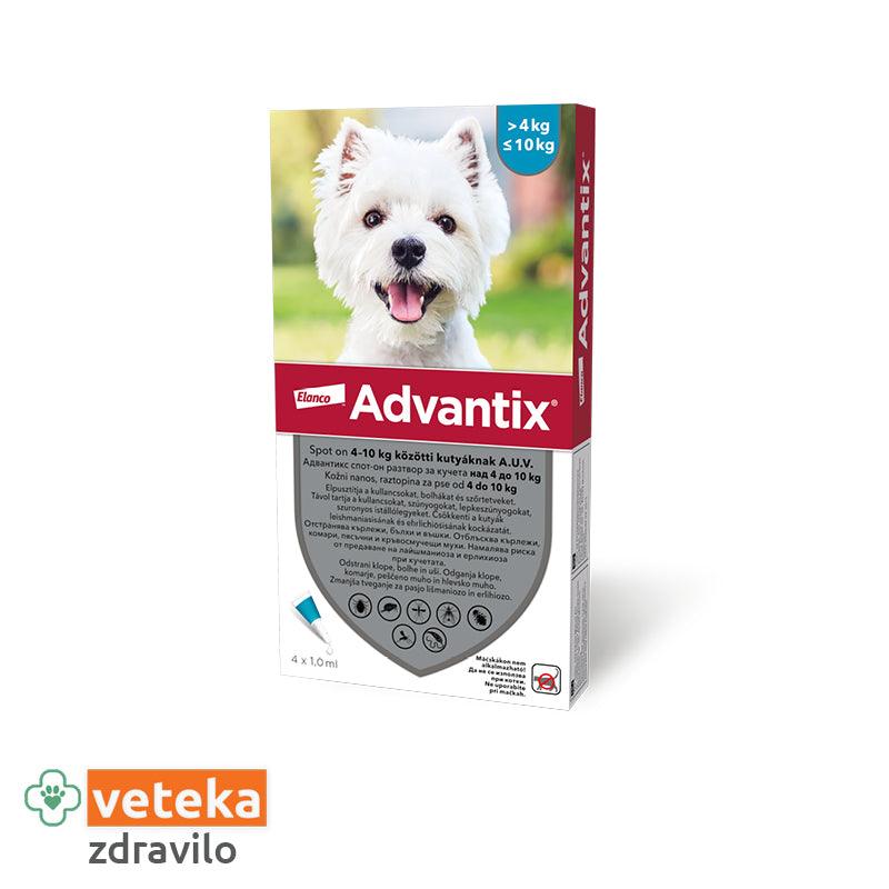 Advantix za pse do 10kg - 4 x ampula/1.0 ml