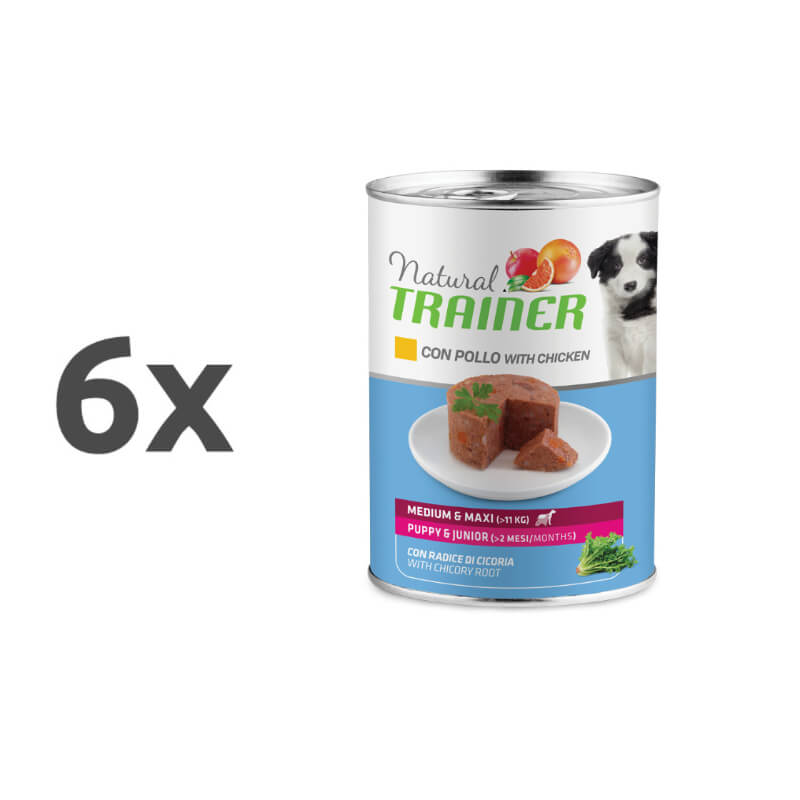 Natural Trainer Medium/Maxi Puppy/Junior - piščanec - 6 x 400 g