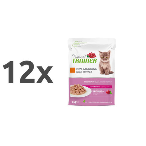 Natural Trainer Cat Kitten&Young, vrečka - puran - 85 g - 12 x 85 g