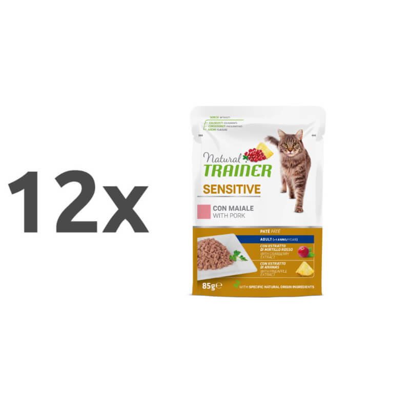 Natural Trainer Cat Sensitive, vrečka - svinjina - 85 g - 12 x 85 g