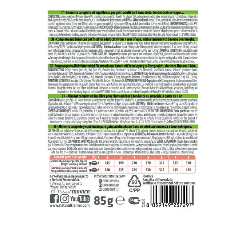 Natural Trainer Cat Light In Fat, vrečka - losos - 85 g (2)