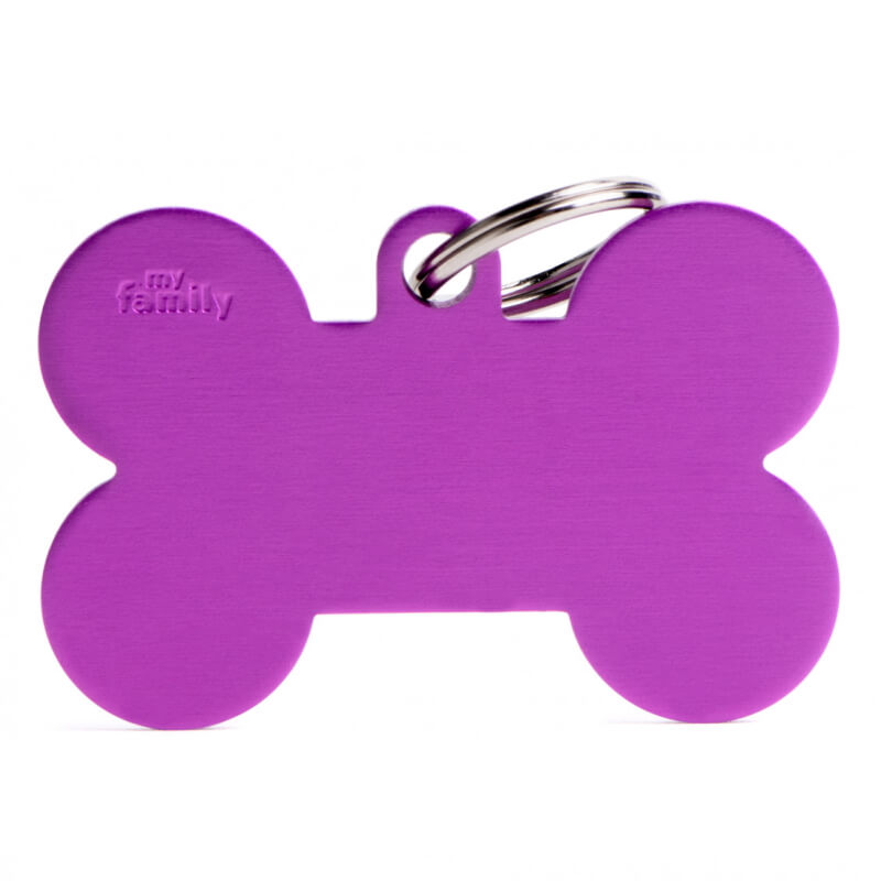 My Family identifikacijski obesek aluminij, XL kost - GRAVIRANJE GRATIS! - viola