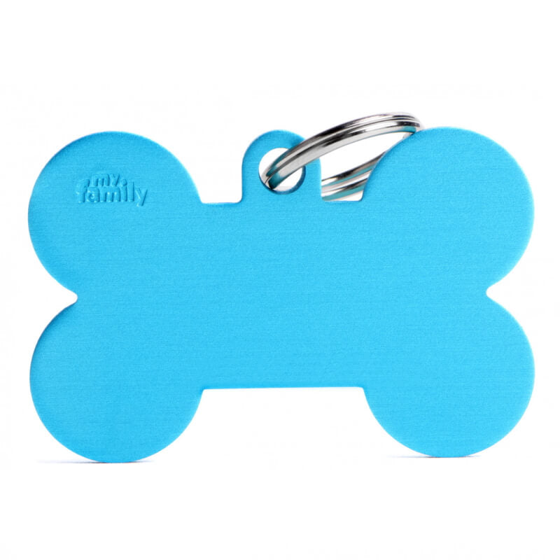 My Family identifikacijski obesek aluminij, XL kost - GRAVIRANJE GRATIS! - svetlo modra