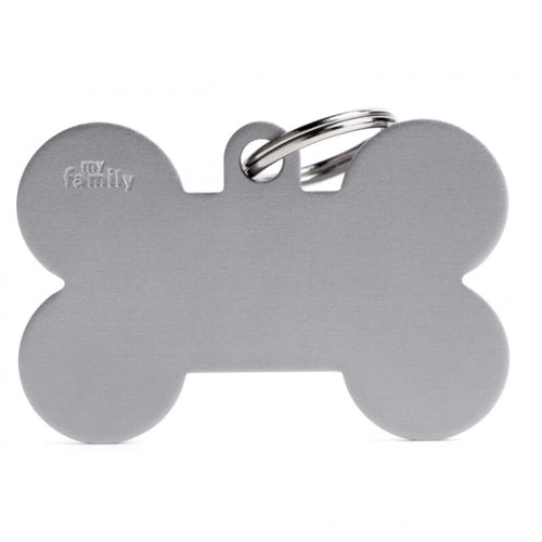 My Family identifikacijski obesek aluminij, XL kost - GRAVIRANJE GRATIS! - siva
