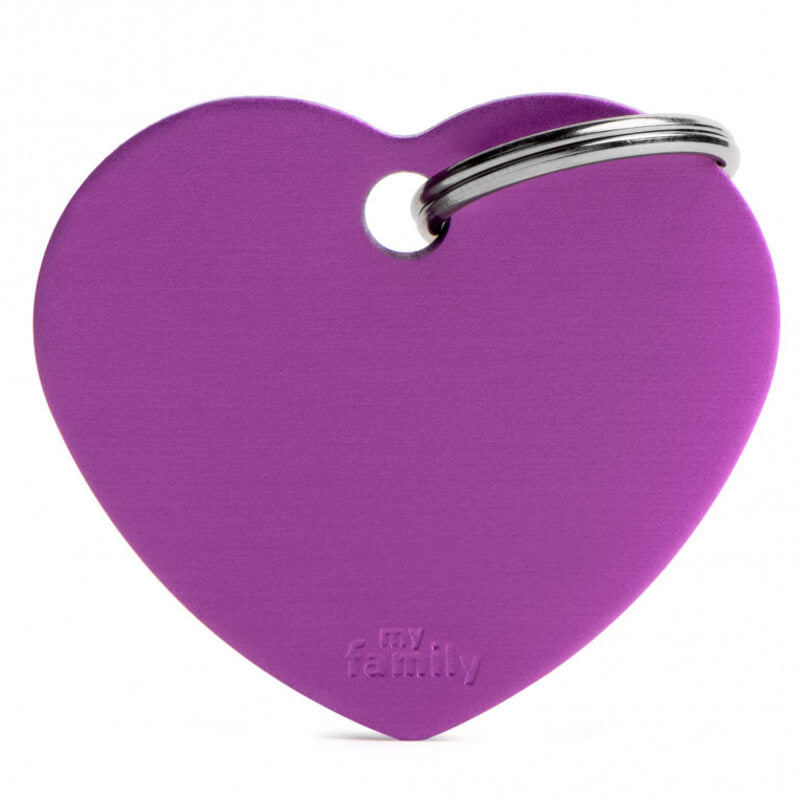 My Family identifikacijski obesek aluminij, velik srček - GRAVIRANJE GRATIS! - viola