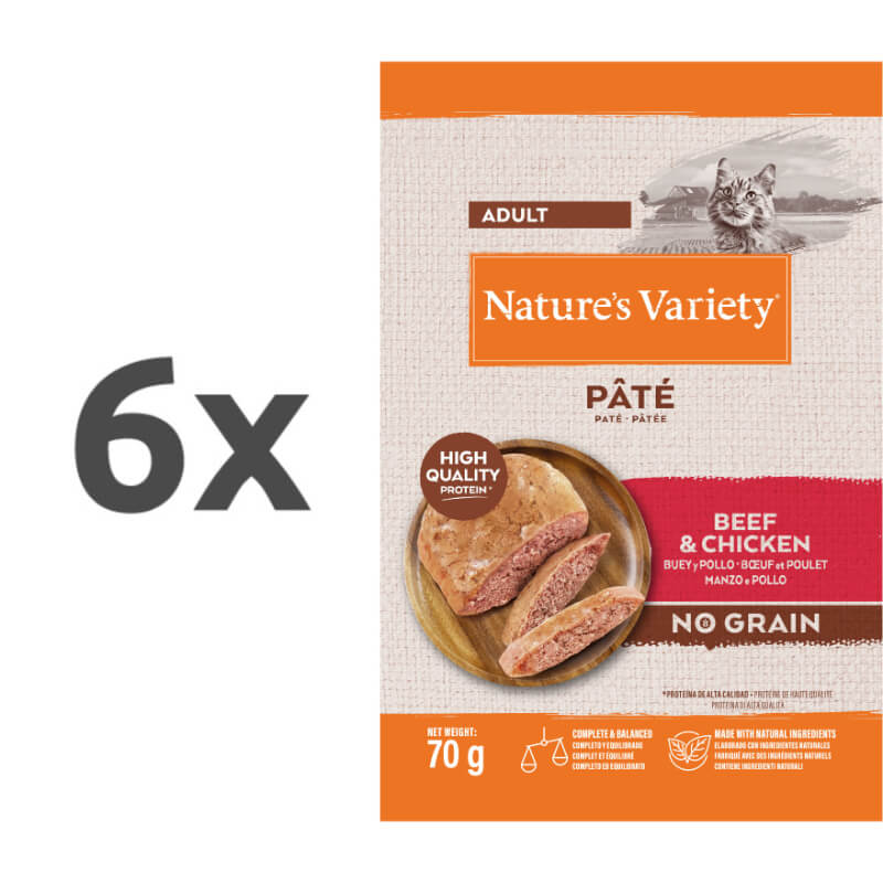 Nature's Variety Original Cat Adult - govedina in piščanec - 70 g - 6 x 70 g