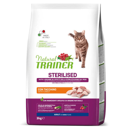 Natural Trainer Cat Sterilised, puran - 3 kg