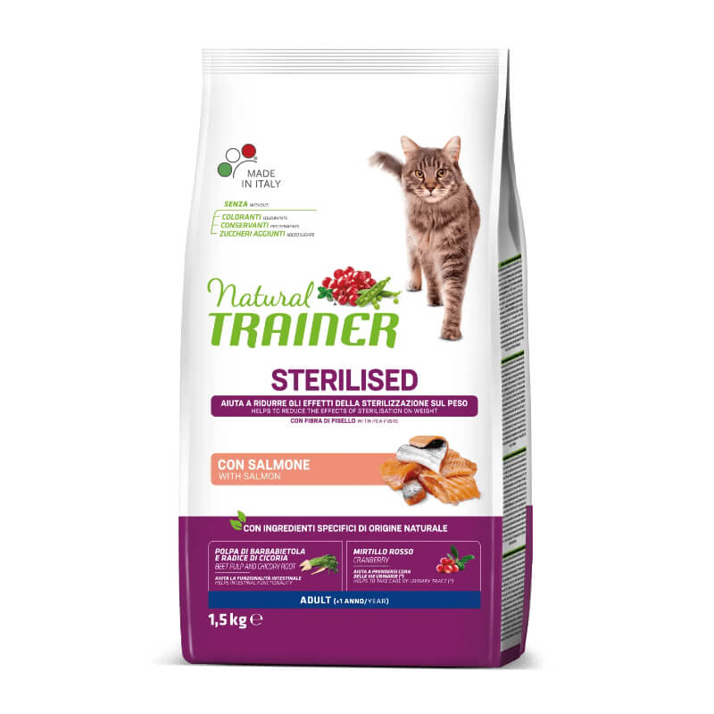 Natural Trainer Cat Sterilised, losos - 1,5 kg