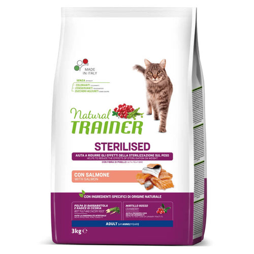Natural Trainer Cat Sterilised, losos - 3 kg