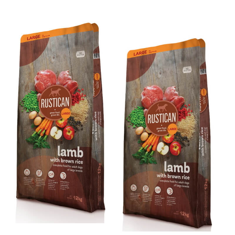 Rustican Gluten Free Large Breed - jagnjetina in rjavi riž - 2 x 12 kg