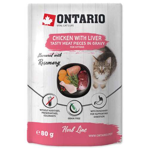 Ontario Kitten Herb Line vrečka - piščanec in jetra - 80 g - 80 g
