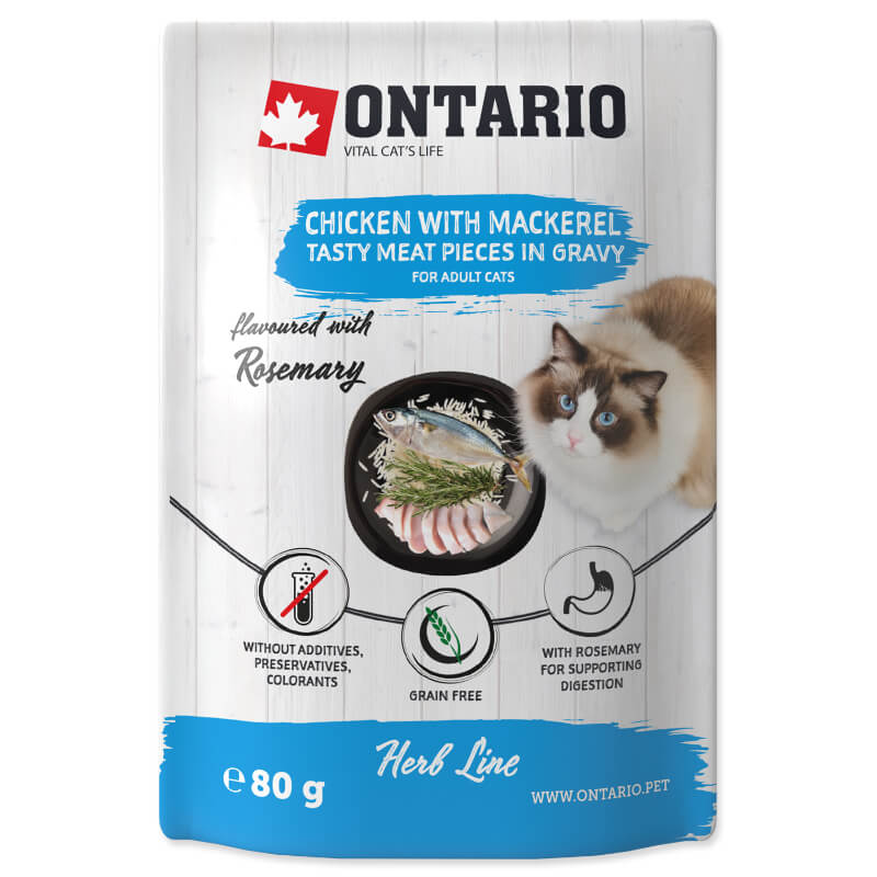 Ontario Cat Herb Line vrečka - piščanec in skuša - 80 g - 80 g