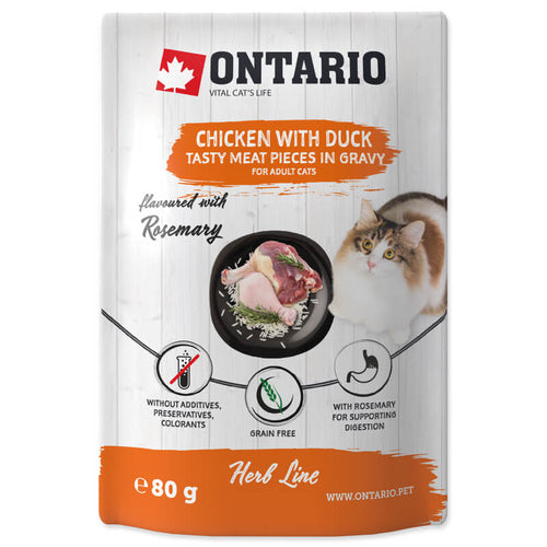 Ontario Cat Herb Line vrečka - piščanec in raca - 80 g - 80 g