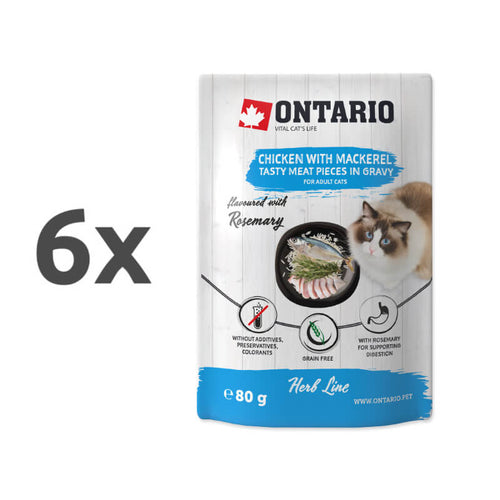 Ontario Cat Herb Line vrečka - piščanec in skuša - 80 g - 6 x 80 g