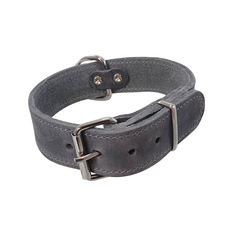 Nobby Tabil usnjena ovratnica ekstra široka - siva - različne velikosti - 27 - 35 cm