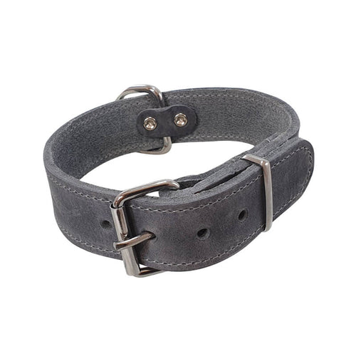 Nobby Tabil usnjena ovratnica ekstra široka - siva - različne velikosti - 27 - 35 cm