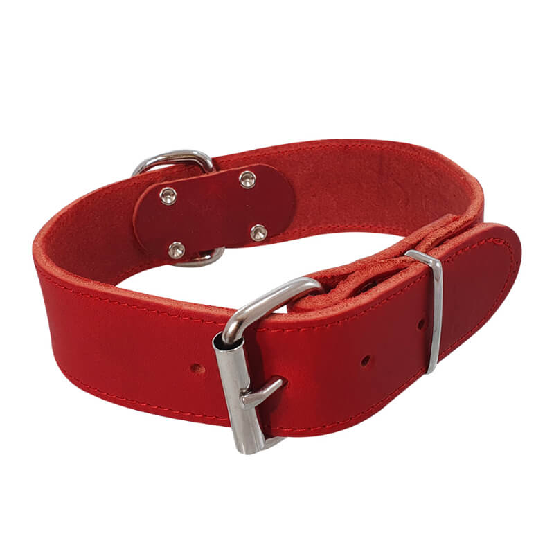 Nobby Tabil usnjena ovratnica ekstra široka - rdeča - različne velikosti - 43 - 55 cm