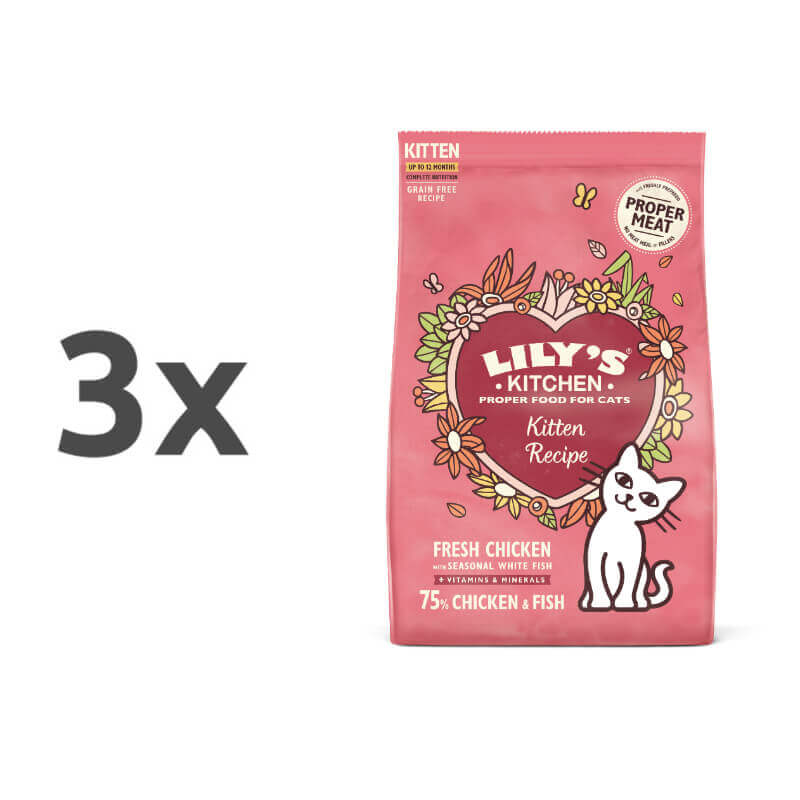 Lily's Kitchen Kitten Recipe - piščanec in bela riba - 3 x 800 g