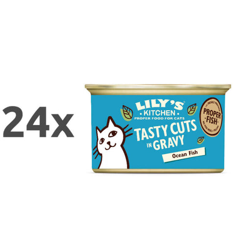 Lily's Kitchen Tasty Cuts v omaki Adult - oceanske ribe, piščanec in svinjina - 24 x 85 g