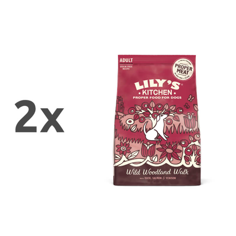 Lily's Kitchen Wild Woodland Walk Adult - raca, losos in divjačina - 2 x 7 kg