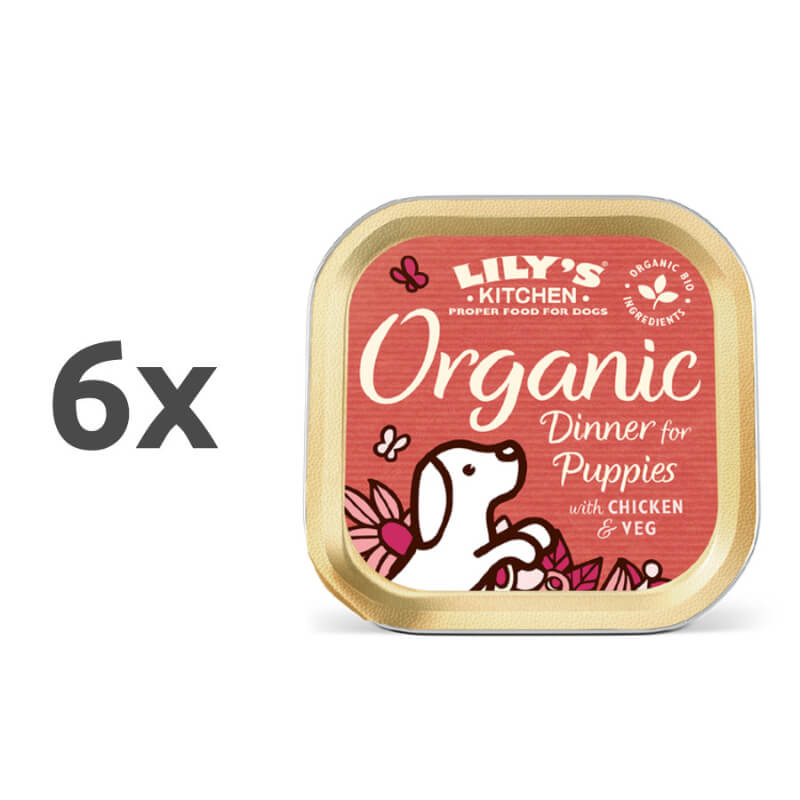 Lily's Kitchen Organic Puppies Dinner - piščanec, svinjina, govedina in riba - 150 g - 6 x 150 g