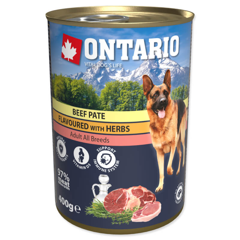 Ontario Dog Adult - goveja pašteta z zelišči - 400 g