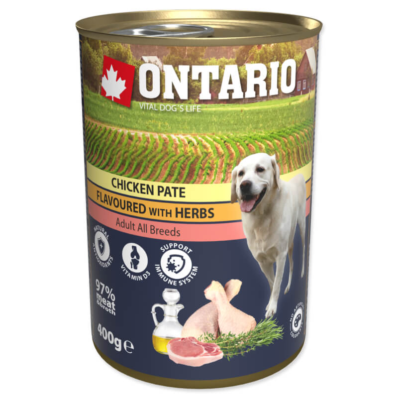 Ontario Dog Adult - piščančja pašteta z zelišči - 400 g