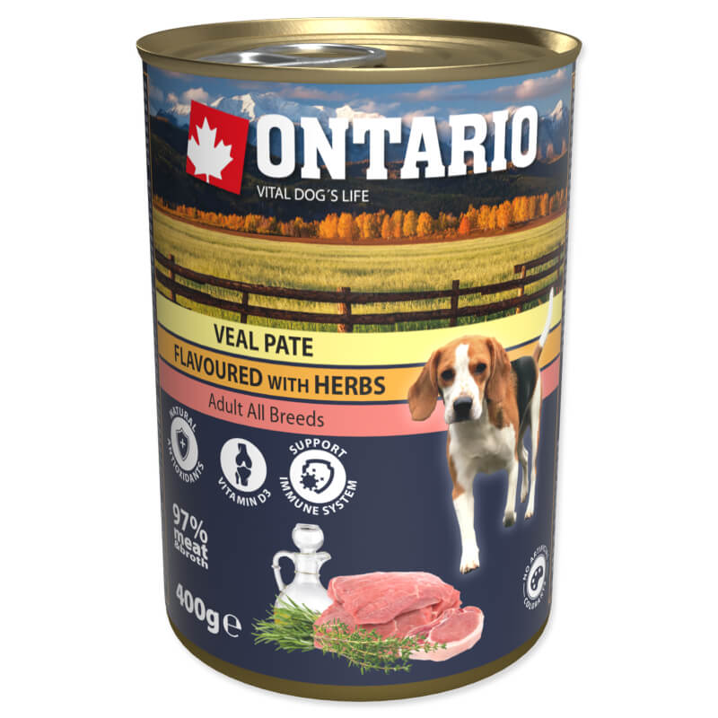 Ontario Dog Adult - telečja pašteta z zelišči - 400 g