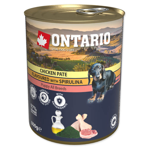 Ontario Dog Puppy - piščančja pašteta s spirulino & lososovim oljem - 800g