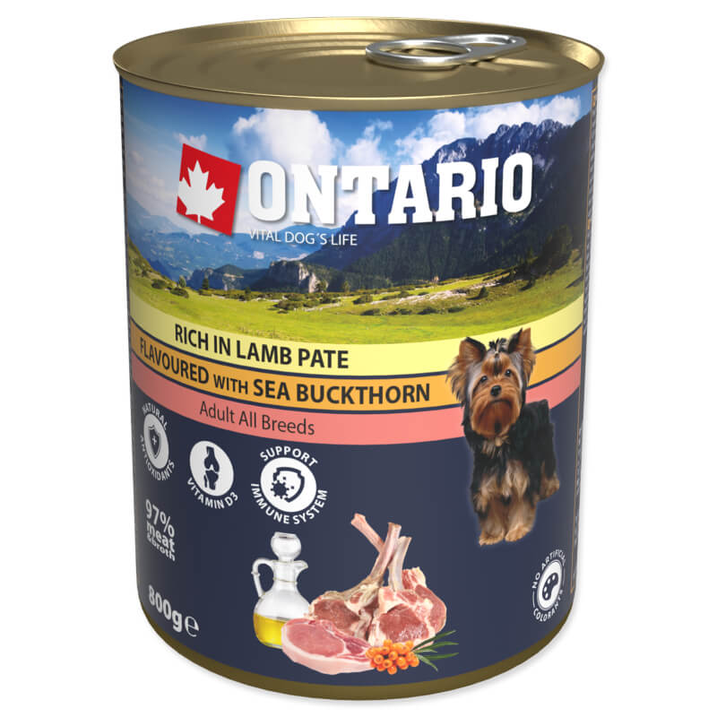 Ontario Dog Adult - jagnječja pašteta z rakitovcem - 800g