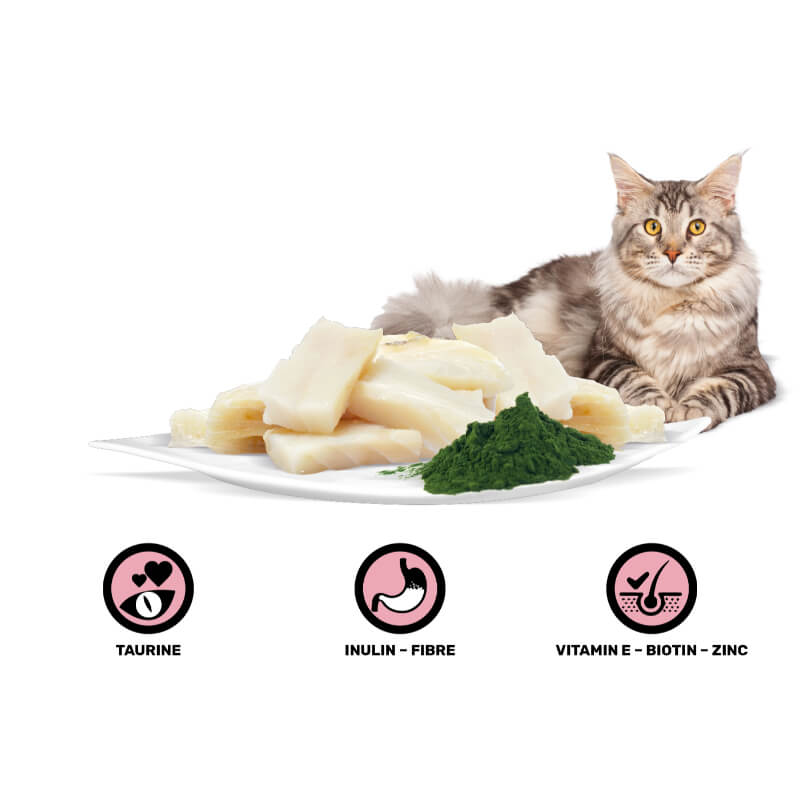 Rasco Premium Cat Sterilized Adult mesni koščki v omaki - polenovka in spirulina - 85 g (2)