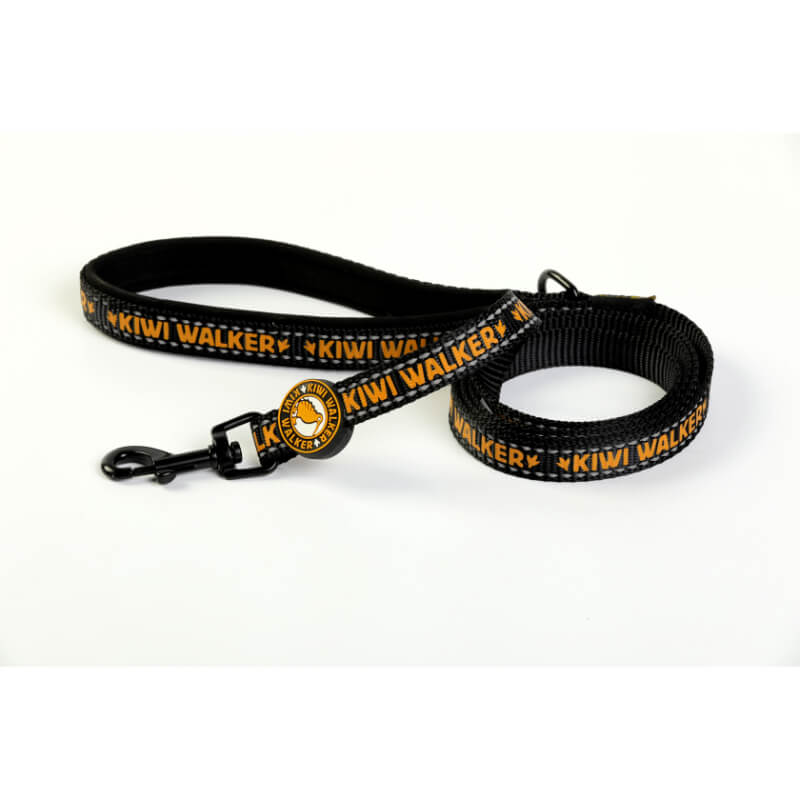 Kiwi Walker najlonski povodec Running Kiwi - črno oranžen - različne velikosti - 20 mm