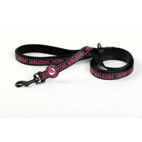 Kiwi Walker najlonski povodec Running Kiwi - črno roza - različne velikosti - 20 mm