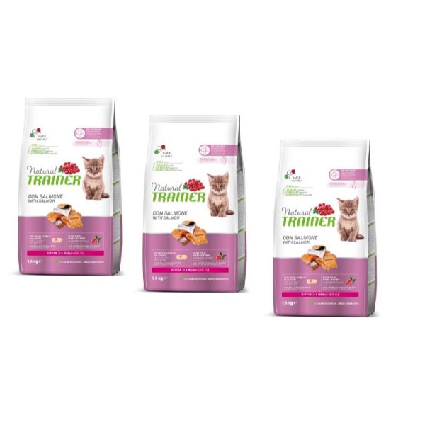 Natural Trainer Cat Kitten, losos - 3 x 1,5 kg