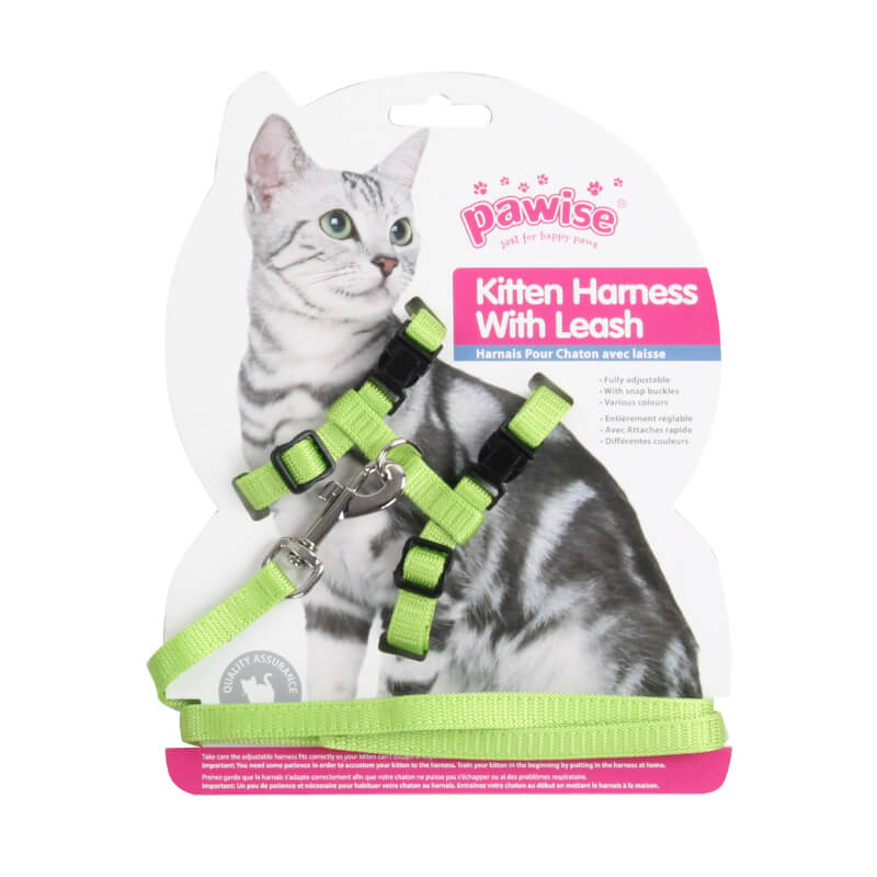 Pawise oprsnica s povodcem za mačke, zelena ali modra - 14,5-25 cm / 18-30 cm (2)