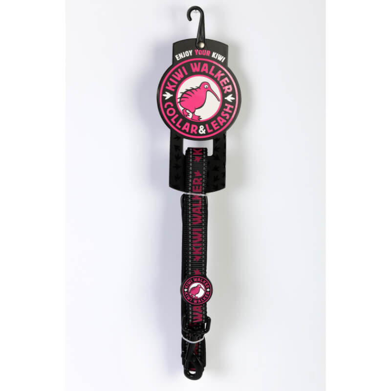 Kiwi Walker najlonski povodec Running Kiwi - črno roza - različne velikosti (2)