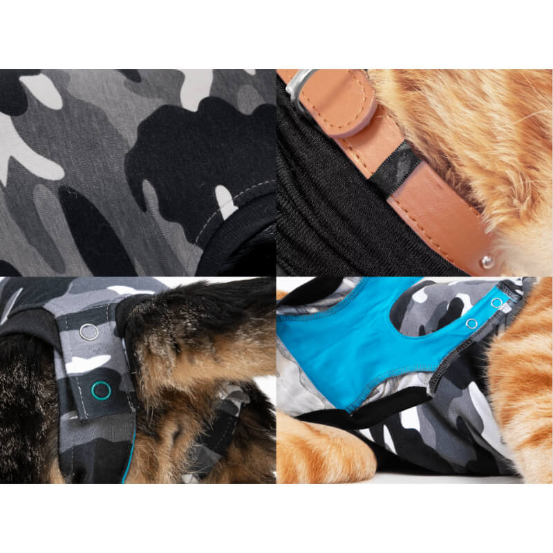 Suitical Recovery suit za mačke S, vojaško črn - 43-51 cm (4)