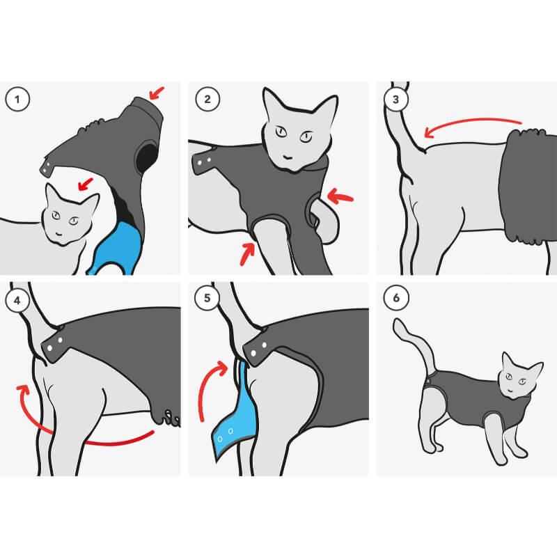 Suitical Recovery suit za mačke S, vojaško črn - 43-51 cm (5)