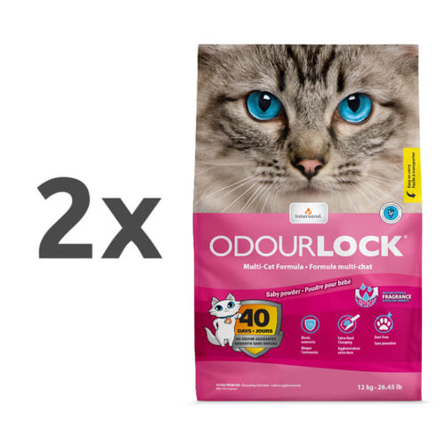 OdourLock posip za muce Baby Powder - otroški puder - 2 x 12 kg