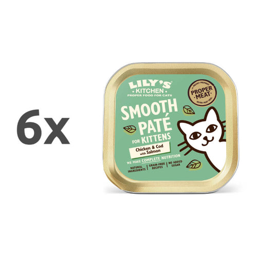 Lily's Kitchen Smooth Paté Kitten - piščanec, polenovka in losos - 6 x 85 g