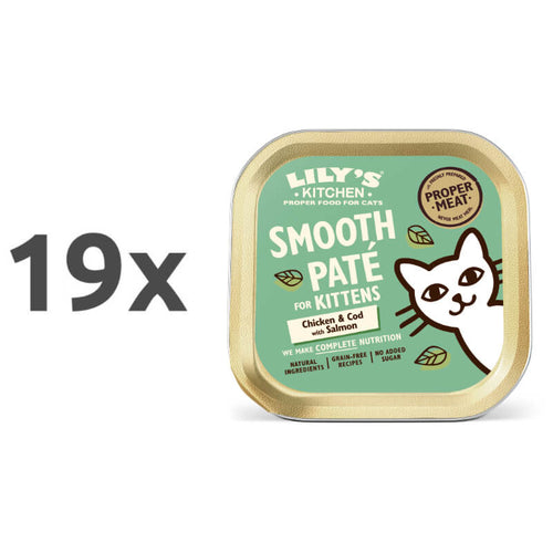 Lily's Kitchen Smooth Paté Kitten - piščanec, polenovka in losos - 19 x 85 g